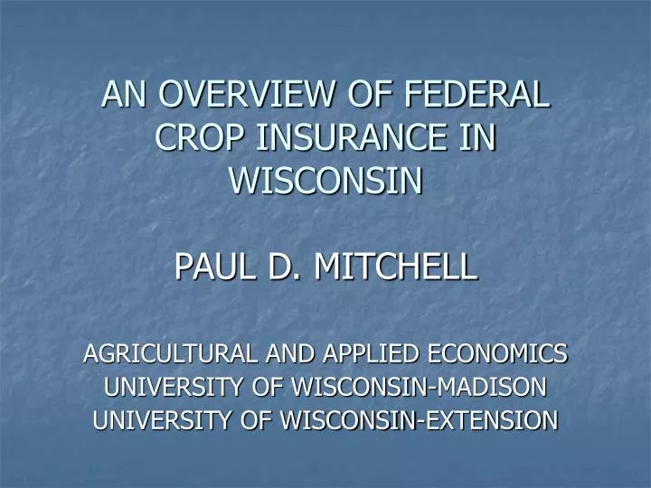 an overview of federal crop insurance in wisconsin
