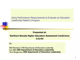 Using Performance Measurements to Evaluate an Education Leadership Master’s Program