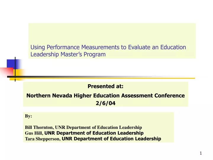 using performance measurements to evaluate an education leadership master s program