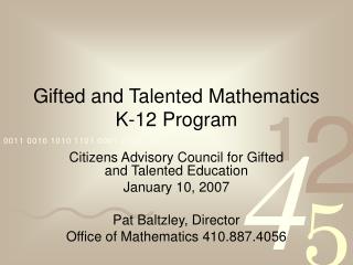 Gifted and Talented Mathematics K-12 Program