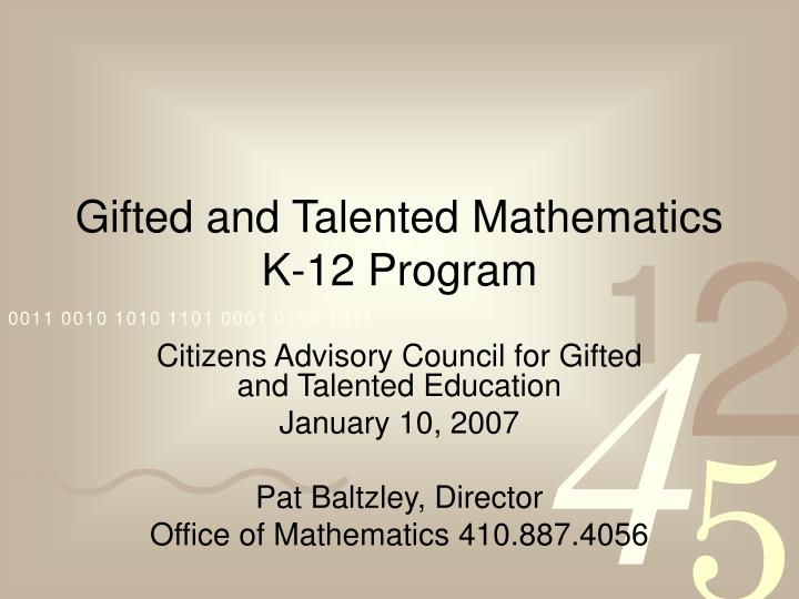 gifted and talented mathematics k 12 program
