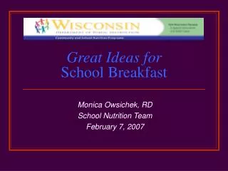 Great Ideas for School Breakfast