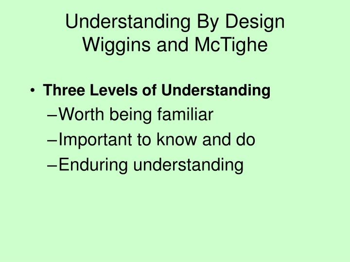 understanding by design wiggins and mctighe