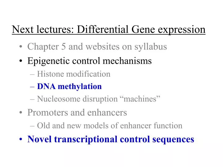 next lectures differential gene expression