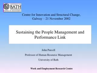 Sustaining the People Management and Performance Link
