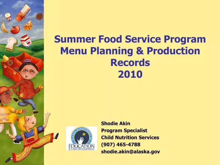 summer food service program menu planning production records 2010