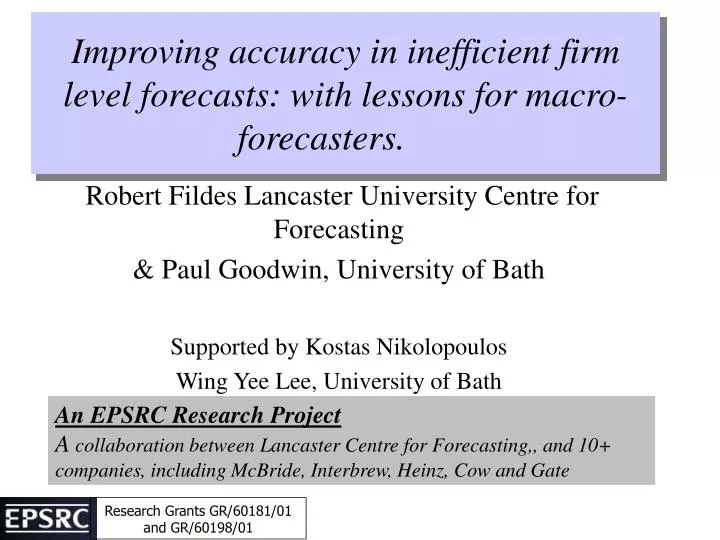 improving accuracy in inefficient firm level forecasts with lessons for macro forecasters