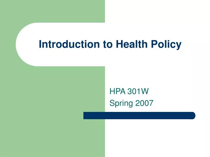 introduction to health policy