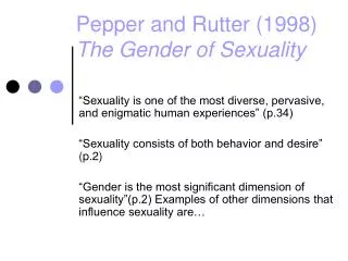 Pepper and Rutter (1998) The Gender of Sexuality