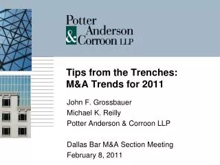 Tips from the Trenches: M&amp;A Trends for 2011