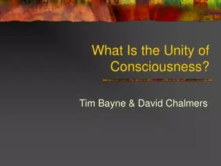 What Is the Unity of Consciousness?