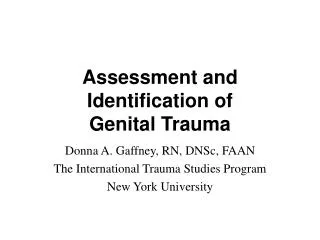 Assessment and Identification of Genital Trauma