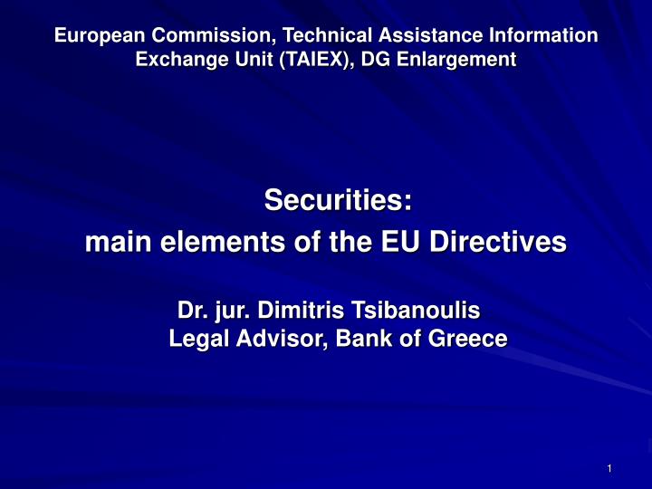 european commission technical assistance information exchange unit taiex dg enlargement