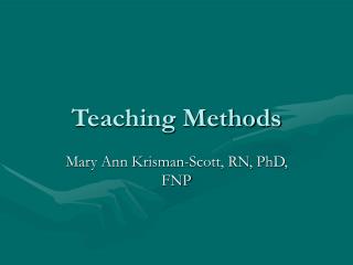 Teaching Methods