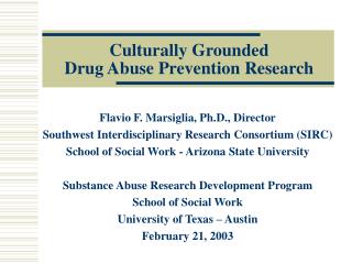 Culturally Grounded Drug Abuse Prevention Research