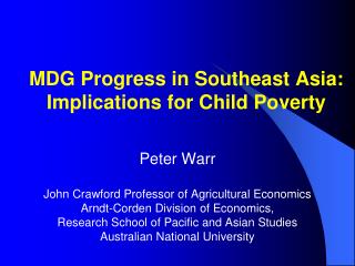 MDG Progress in Southeast Asia: Implications for Child Poverty