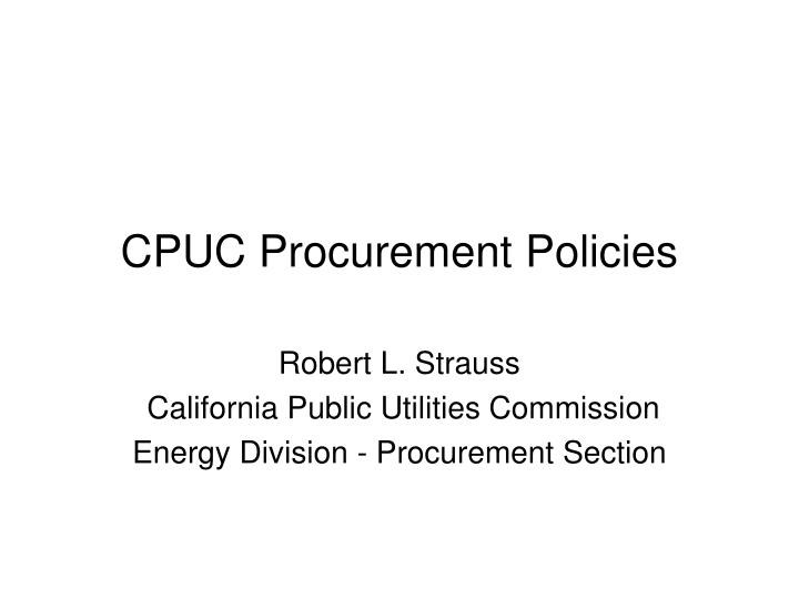 cpuc procurement policies