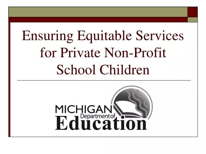 ensuring equitable services for private non profit school children