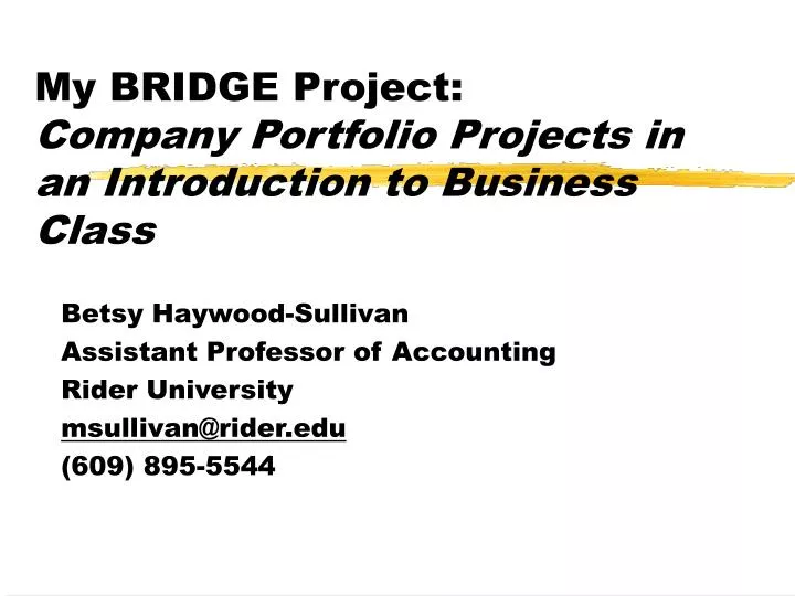 my bridge project company portfolio projects in an introduction to business class