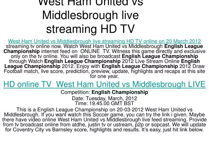 west ham united vs middlesbrough live streaming hd tv
