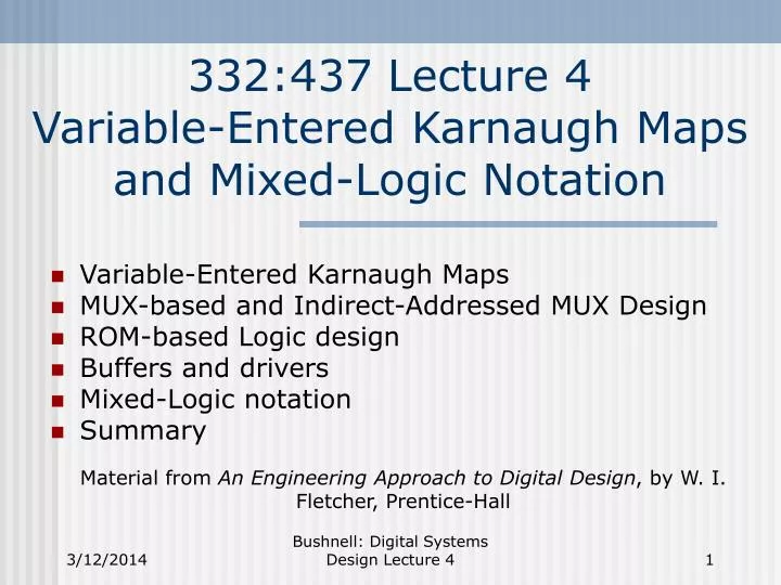 332 437 lecture 4 variable entered karnaugh maps and mixed logic notation