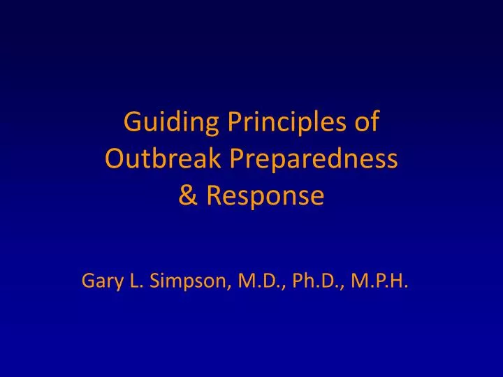 guiding principles of outbreak preparedness response