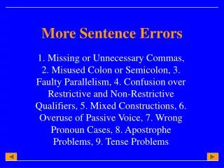 More Sentence Errors