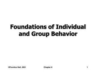 Foundations of Individual and Group Behavior