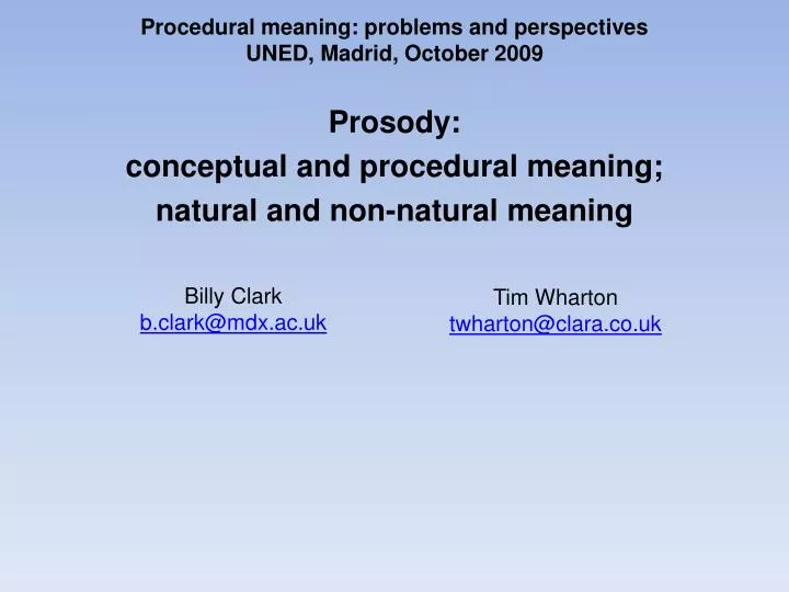 procedural meaning problems and perspectives uned madrid october 2009