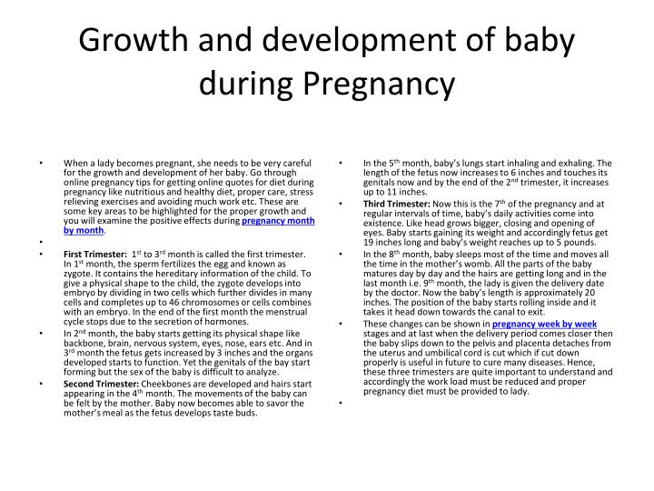 growth and development of baby during pregnancy