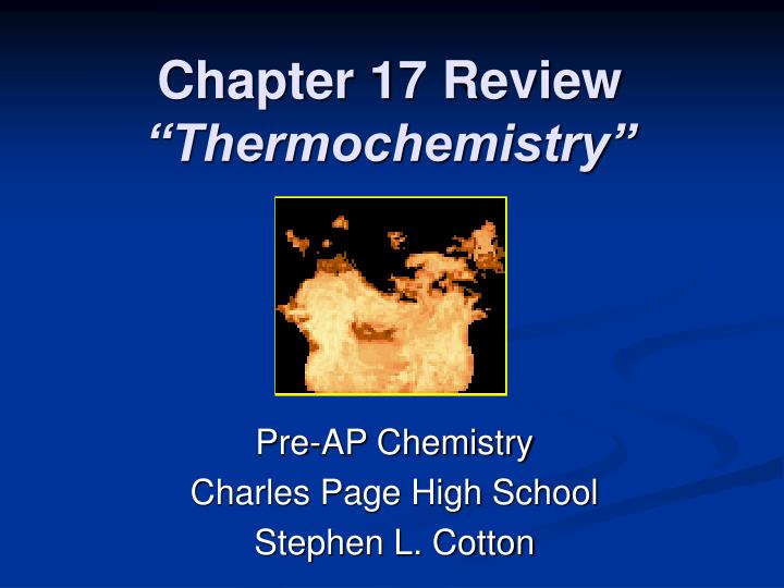 chapter 17 review thermochemistry