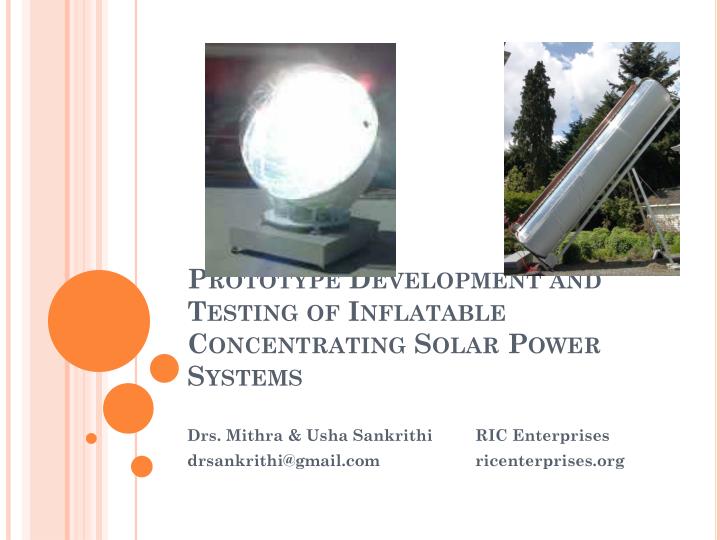 prototype development and testing of inflatable concentrating solar power systems
