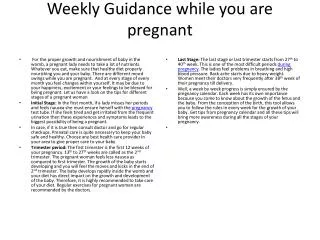 Weekly Guidance while you are pregnant