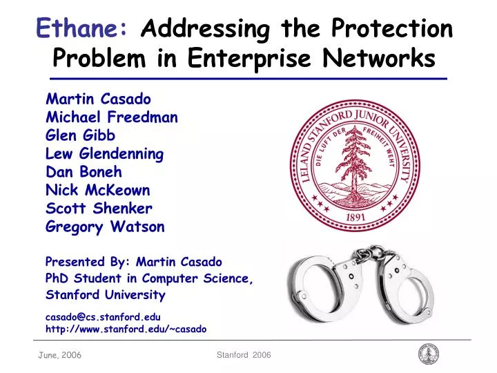 ethane addressing the protection problem in enterprise networks