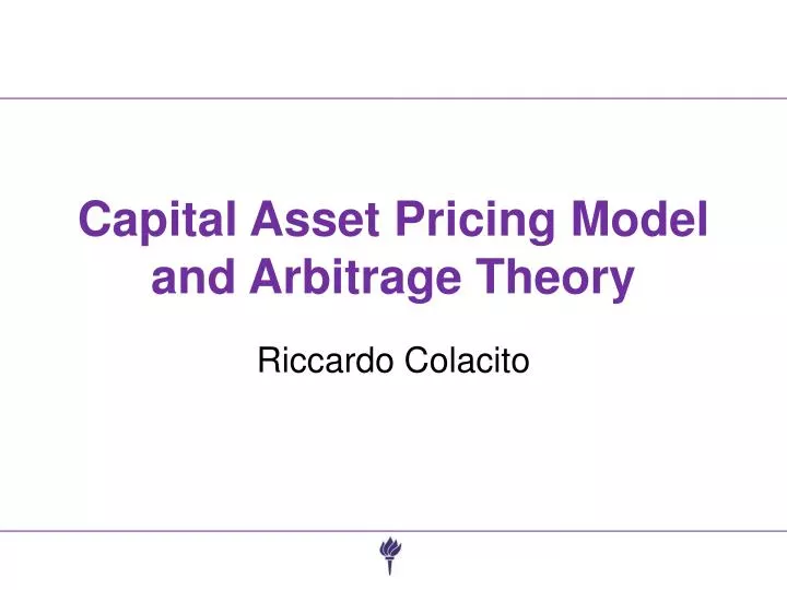 capital asset pricing model and arbitrage theory