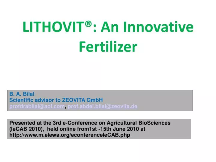 lithovit an innovative fertilizer