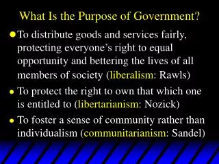 What Is the Purpose of Government?
