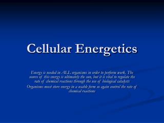 Cellular Energetics