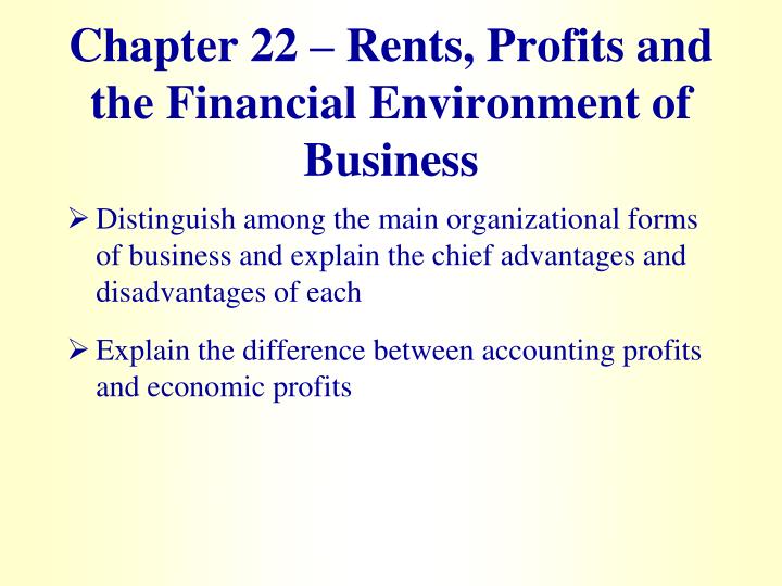 chapter 22 rents profits and the financial environment of business