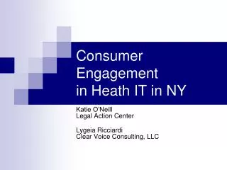 Consumer Engagement in Heath IT in NY