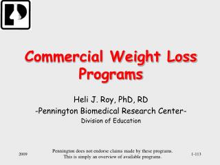 Commercial Weight Loss Programs