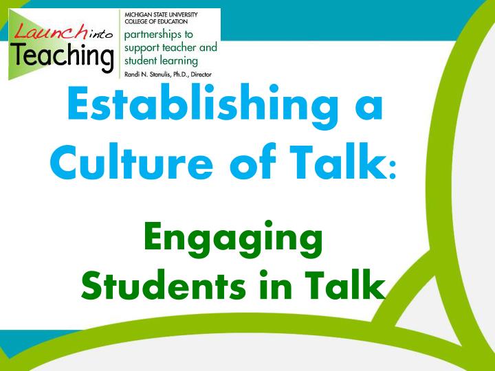 establishing a culture of talk