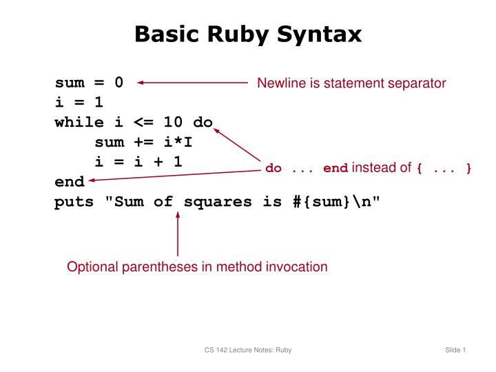 basic ruby syntax