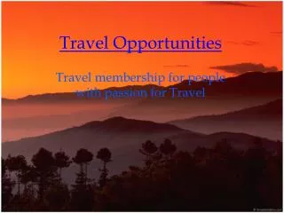 Travel Opportunities & Travel Club