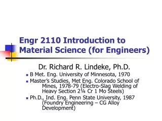 Engr 2110 Introduction to Material Science (for Engineers)
