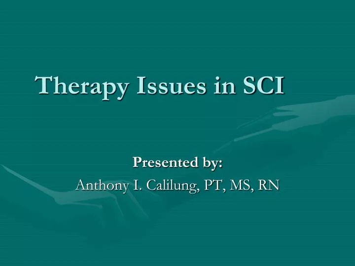 therapy issues in sci