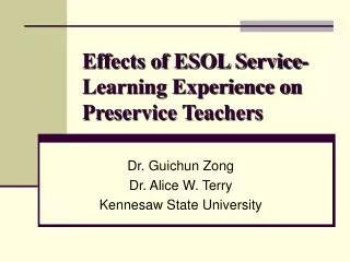 Effects of ESOL Service-Learning Experience on Preservice Teachers