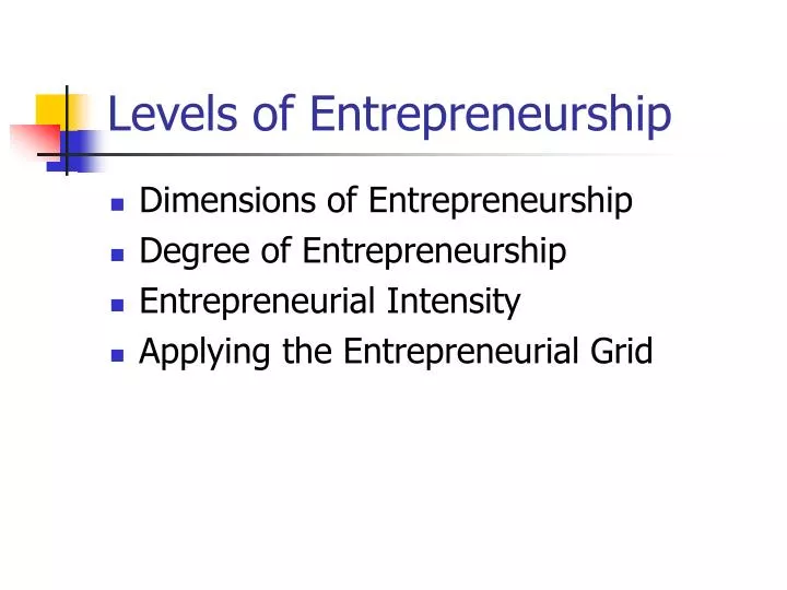 levels of entrepreneurship