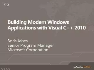 Building Modern Windows Applications with Visual C++ 2010