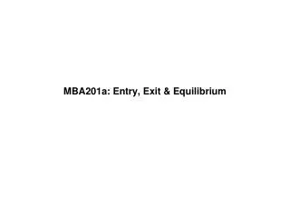 MBA201a: Entry, Exit &amp; Equilibrium